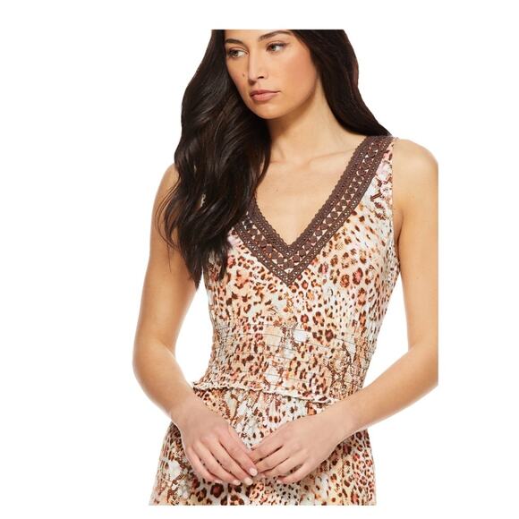 Sofia Jeans leopard print wild terrain sandshell tiered maxi dress, size small - Picture 2 of 12